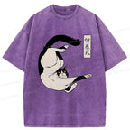 Supine Cat Stretch Washed T-Shirt