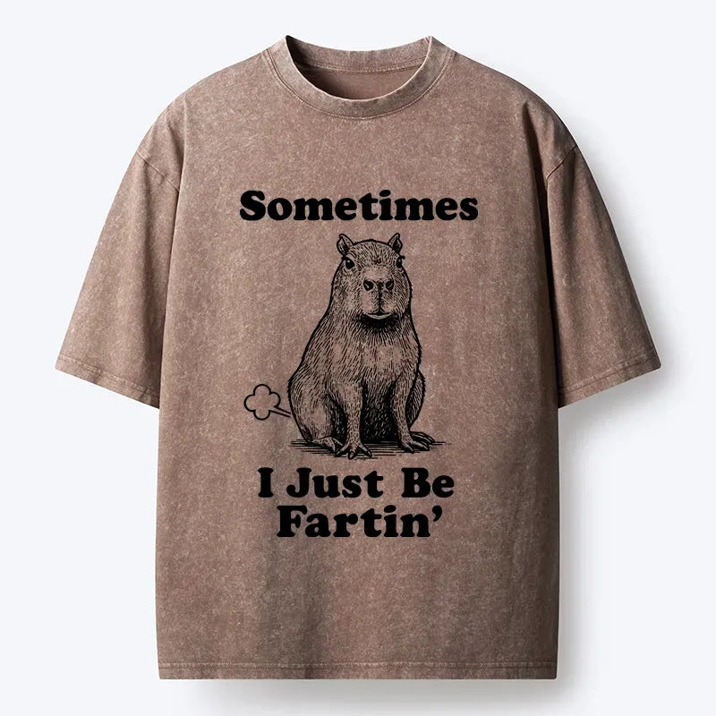 Kyoto-Lion Farting Capybaras Washed T-Shirt