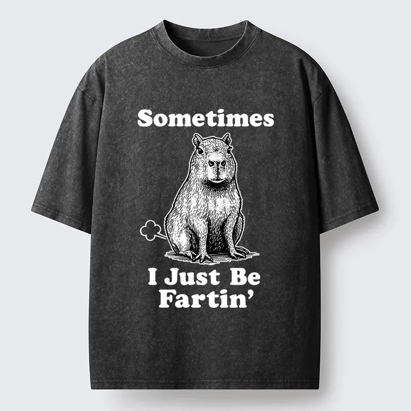 Funny Capybara Washed T-Shirt for Gift