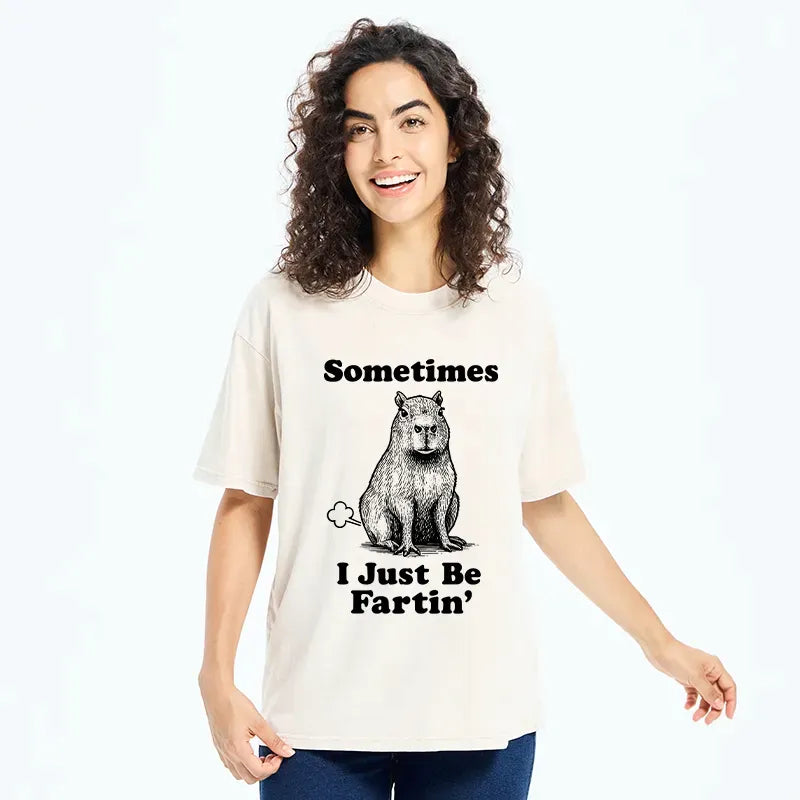 Kyoto-Lion Farting Capybaras Washed T-Shirt
