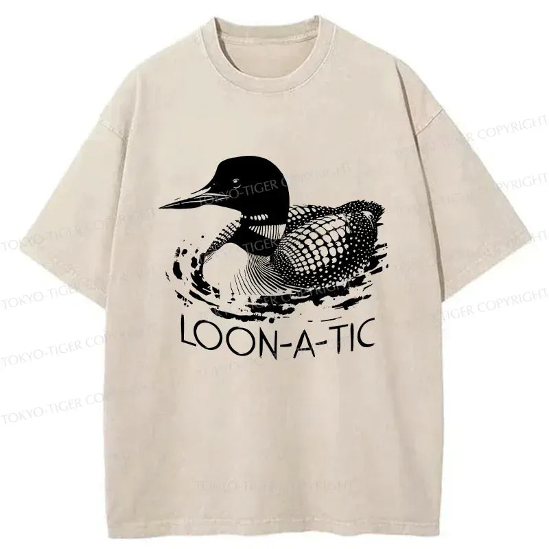 Kyoto-Lion Loon-a-tic Funny Washed T-Shirt