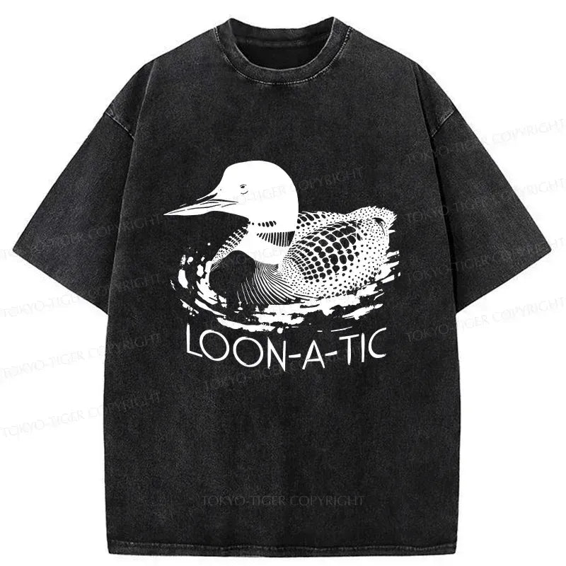 Kyoto-Lion Loon-a-tic Funny Washed T-Shirt