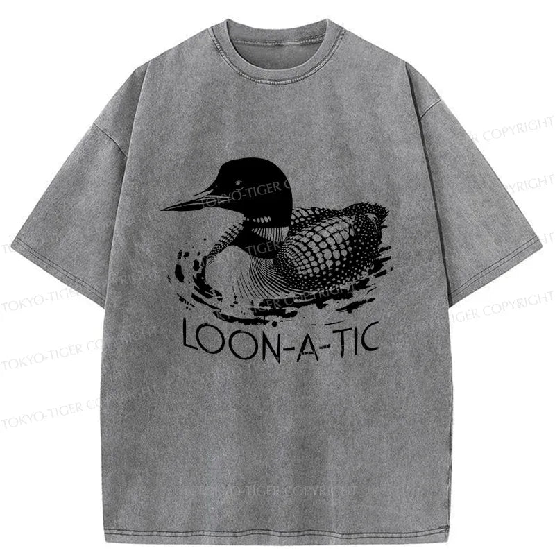 Kyoto-Lion Loon-a-tic Funny Washed T-Shirt