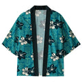 Kyoto-Lion Floral Escape Teal Kimono Cardigan