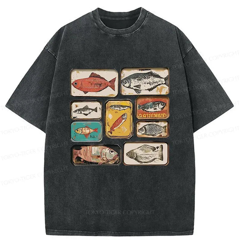 Kyoto-Lion Vintage Canned Fish Washed T-Shirt