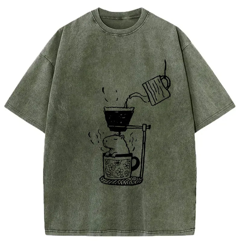 Japanese Funny Washed T-Shirt for Streetwear