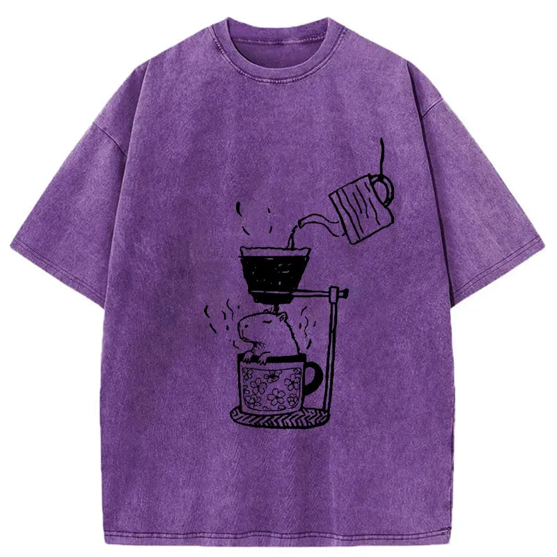 Japanese Funny Washed T-Shirt for Streetwear