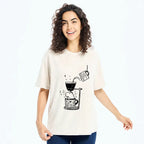 Kyoto-Lion Japanese-style Bathing Funny Washed T-Shirt