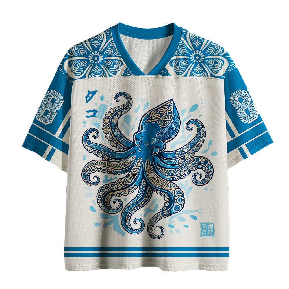 Kyoto-Lion Blue Flower Octopus Mesh Jersey