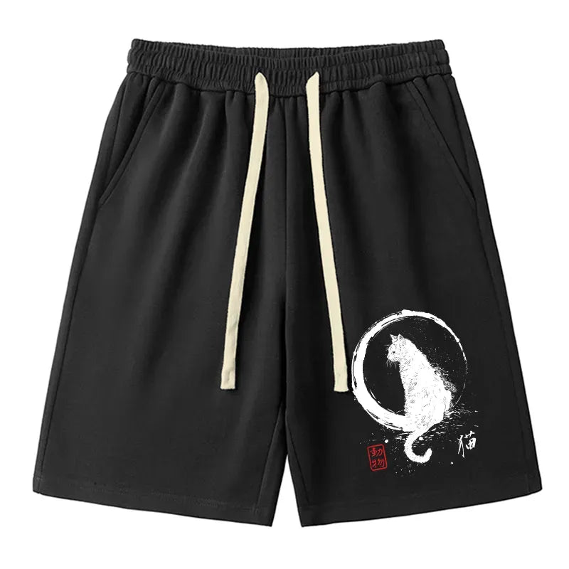 Black Cat Streetwear Shorts Casual Daily Wear