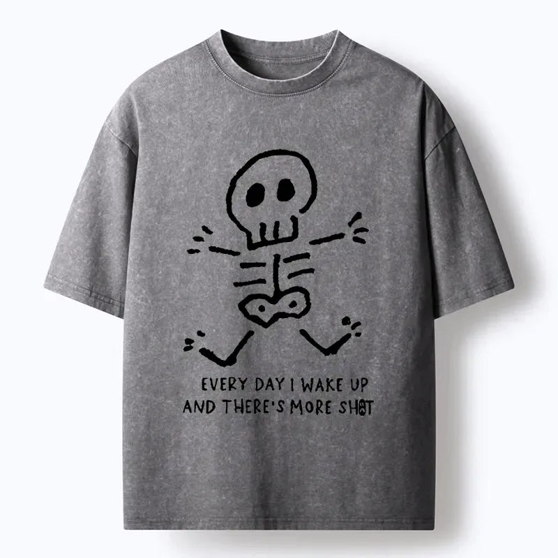 Funny Japanese Washed T-Shirt for Daily Wear