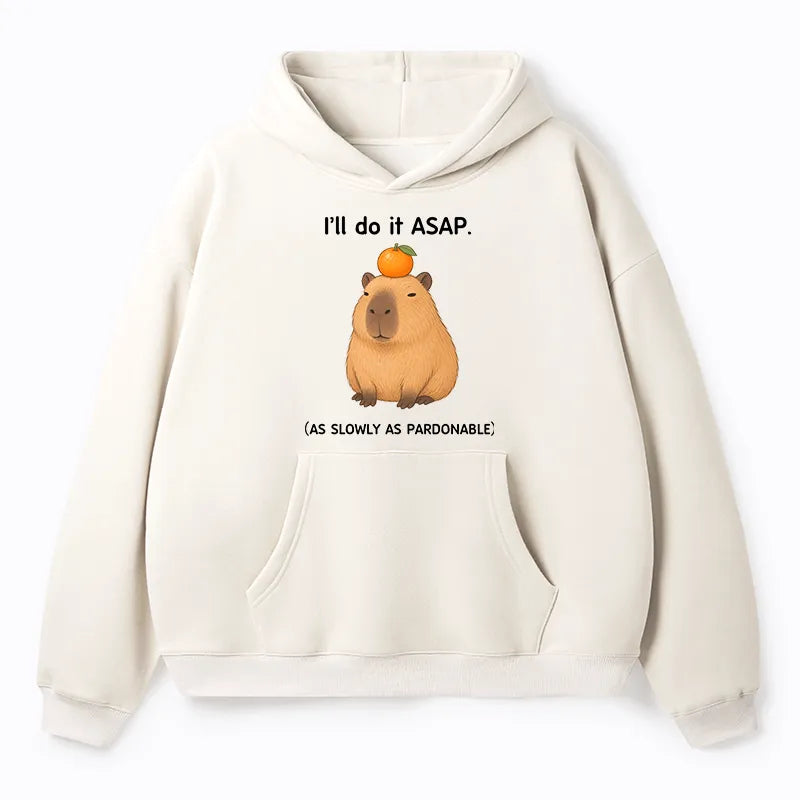 Kyoto-Lion Slow Task Capybara Meme Adult Fleece Hoodie