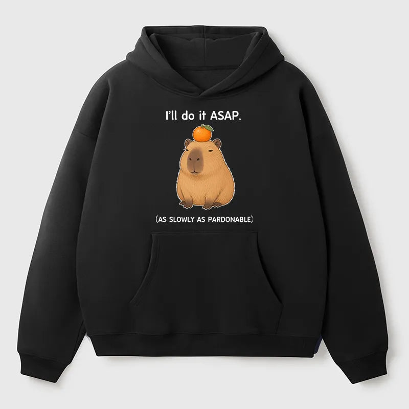 Kyoto-Lion Slow Task Capybara Meme Adult Fleece Hoodie