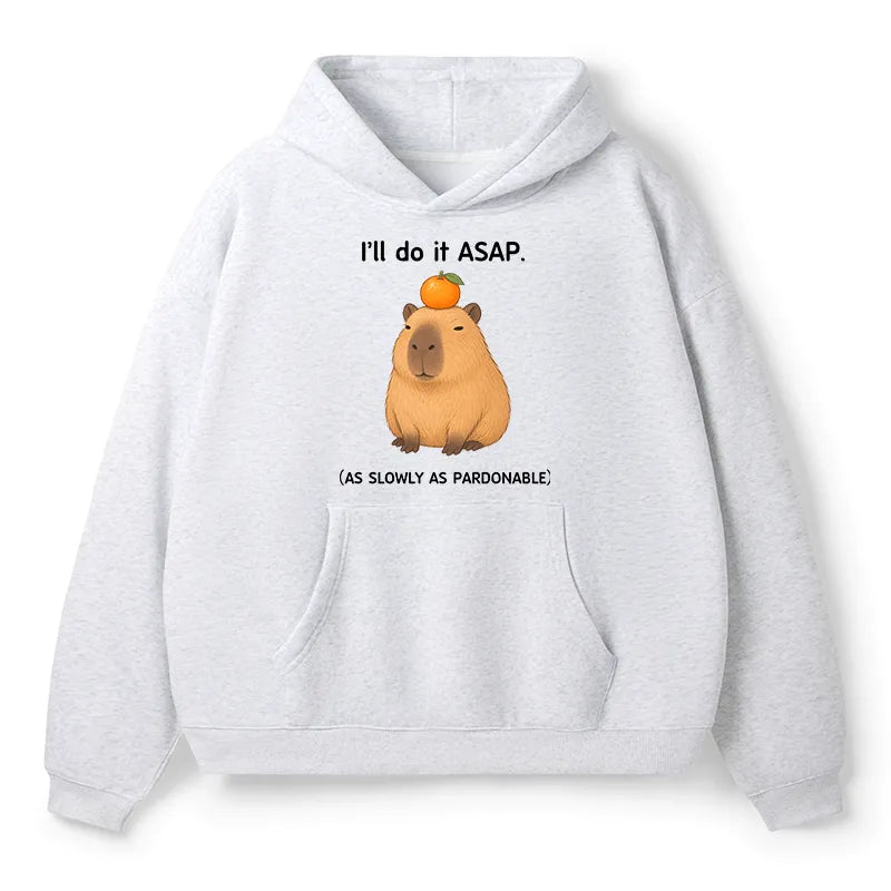 Kyoto-Lion Slow Task Capybara Meme Adult Fleece Hoodie