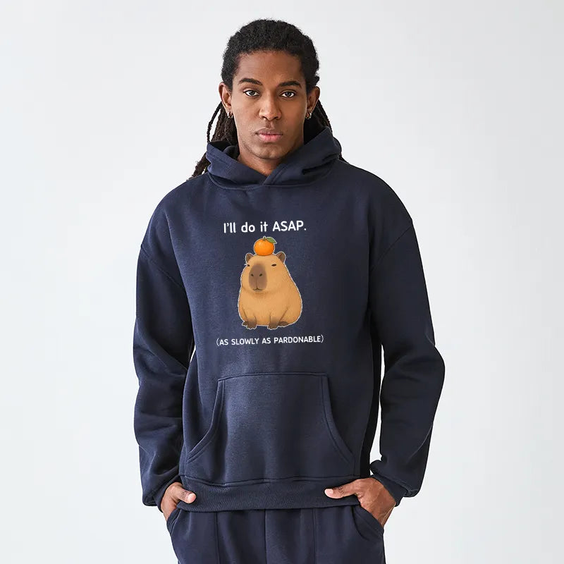 Kyoto-Lion Slow Task Capybara Meme Adult Fleece Hoodie