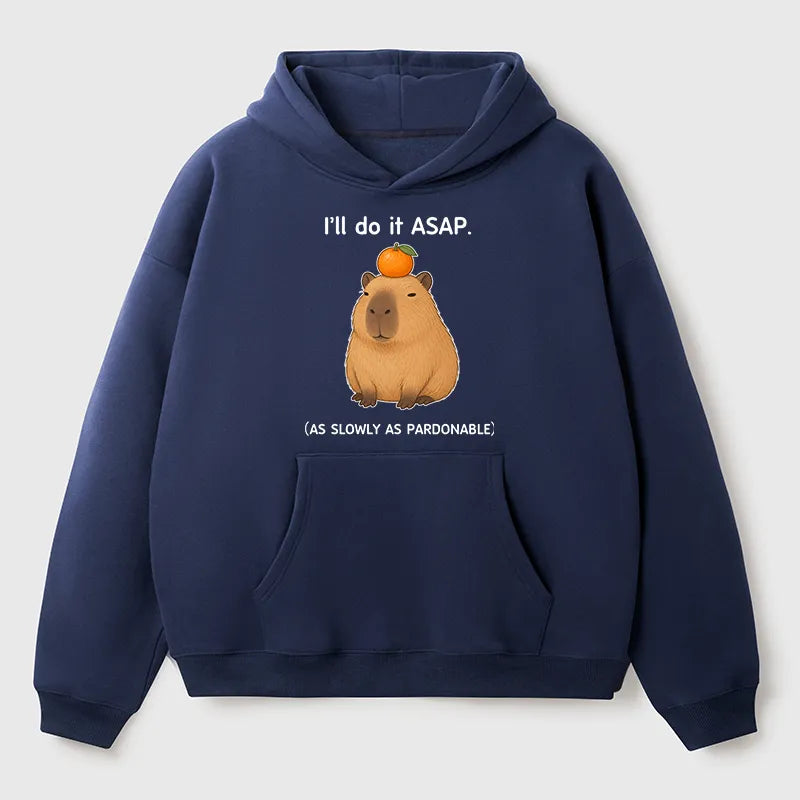 Kyoto-Lion Slow Task Capybara Meme Adult Fleece Hoodie