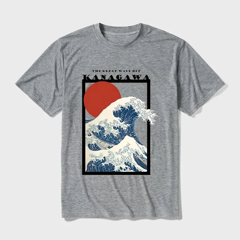 Minimalist Ukiyo-e Waves T-Shirt for Daily Wear