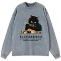 Kyoto-Lion Cat£ºNot Hungry, Just Bored Washed Long Sleeve T-Shirt