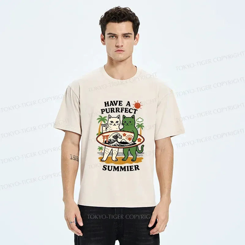 Japanese Ukiyo-e Cat T-Shirt for Summer