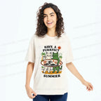 Washed Cotton Cat Tee for Daily Wear