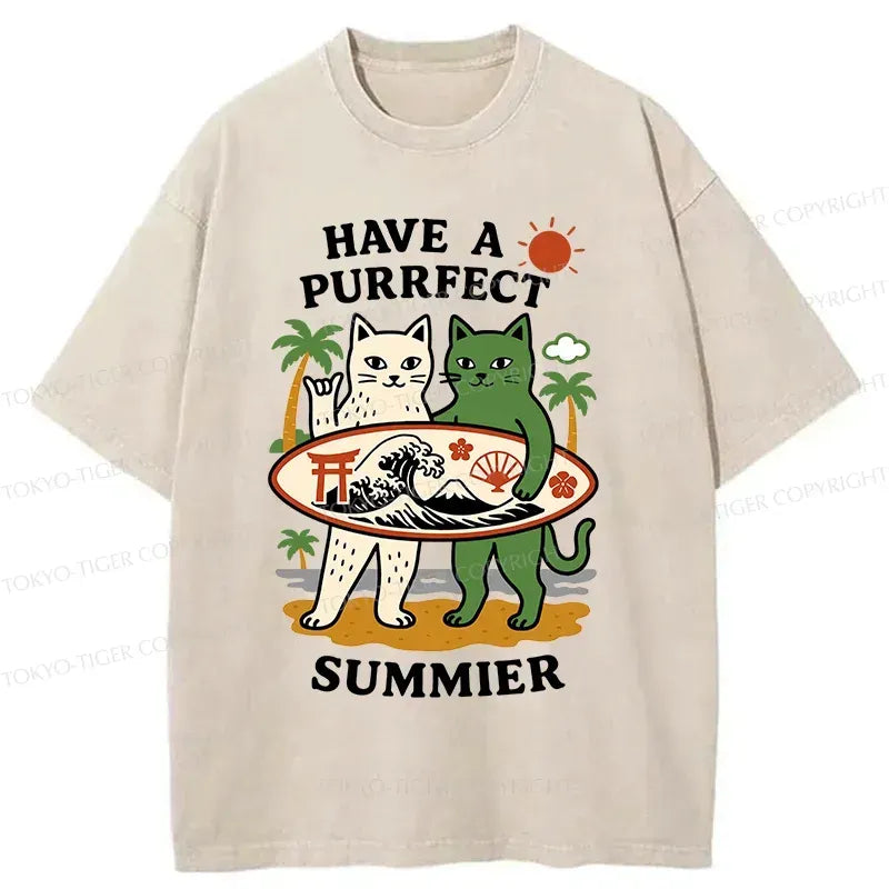 Japanese Ukiyo-e Cat T-Shirt for Summer