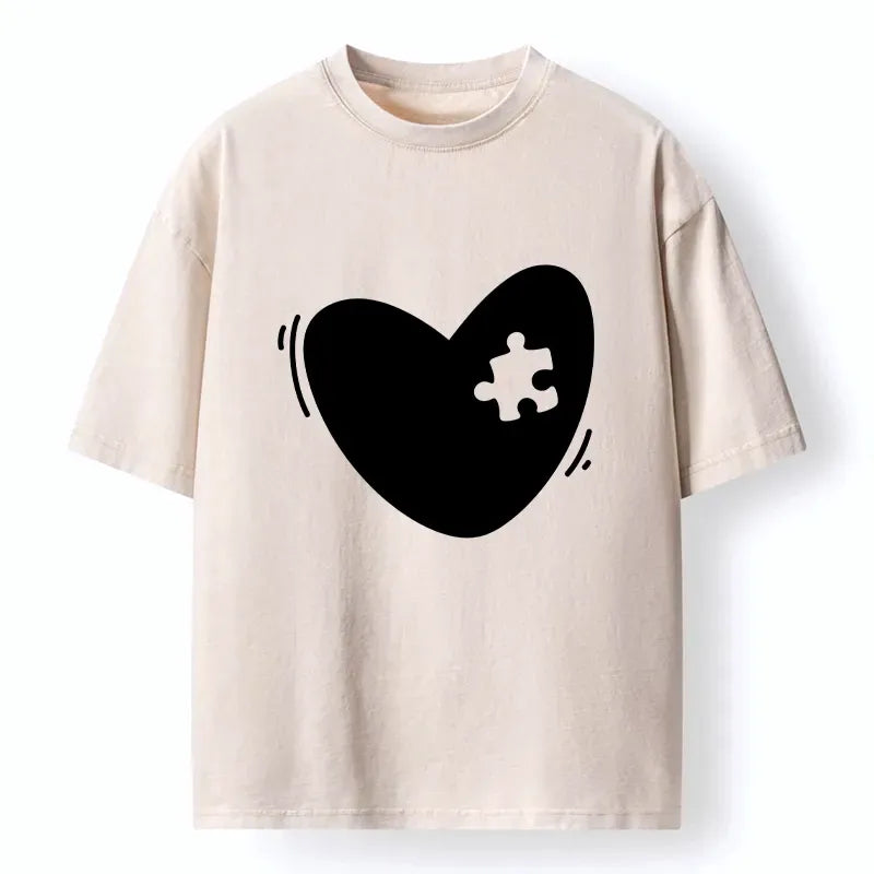 cute heart puzzle unisex tee for streetwear
