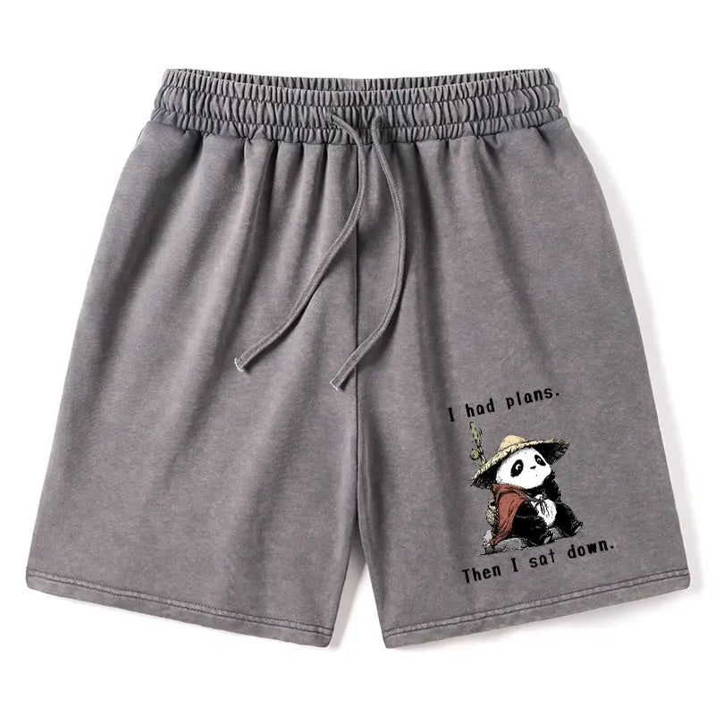 Japanese Panda Washed Shorts for Daily Wear