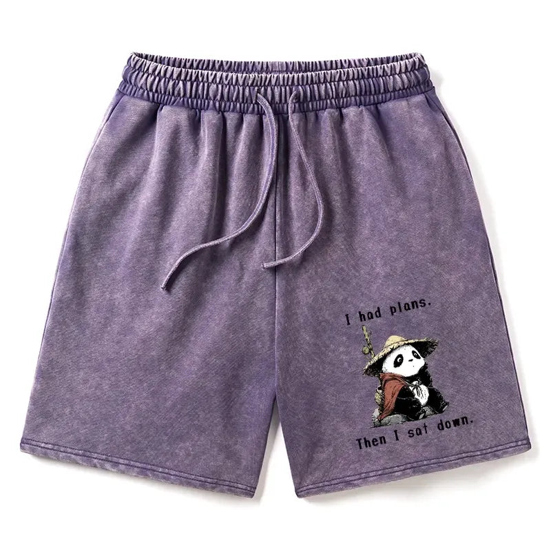 Japanese Panda Washed Shorts for Daily Wear