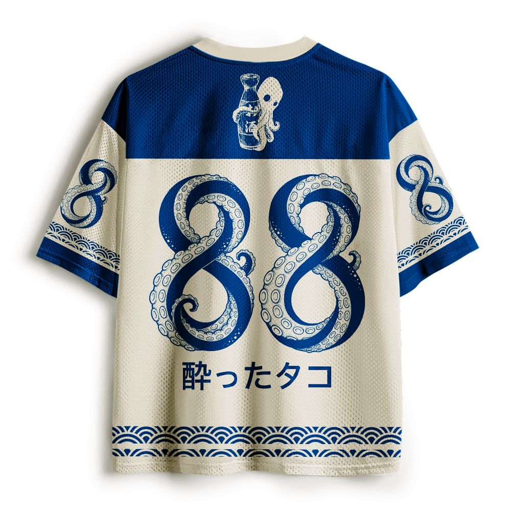 Kyoto-Lion Japanese Osaka Style Drunken Octopus Sake Art Mesh Jersey