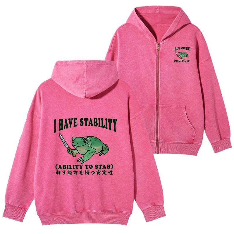 kyoto lion mentally stable frog zip hoodie