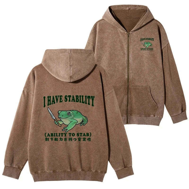 japanese washed zip hoodie for daily wear
