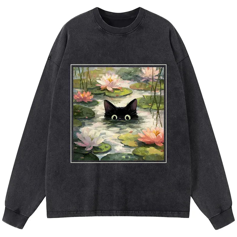 Washed Lotus Flower T-Shirt for Summer