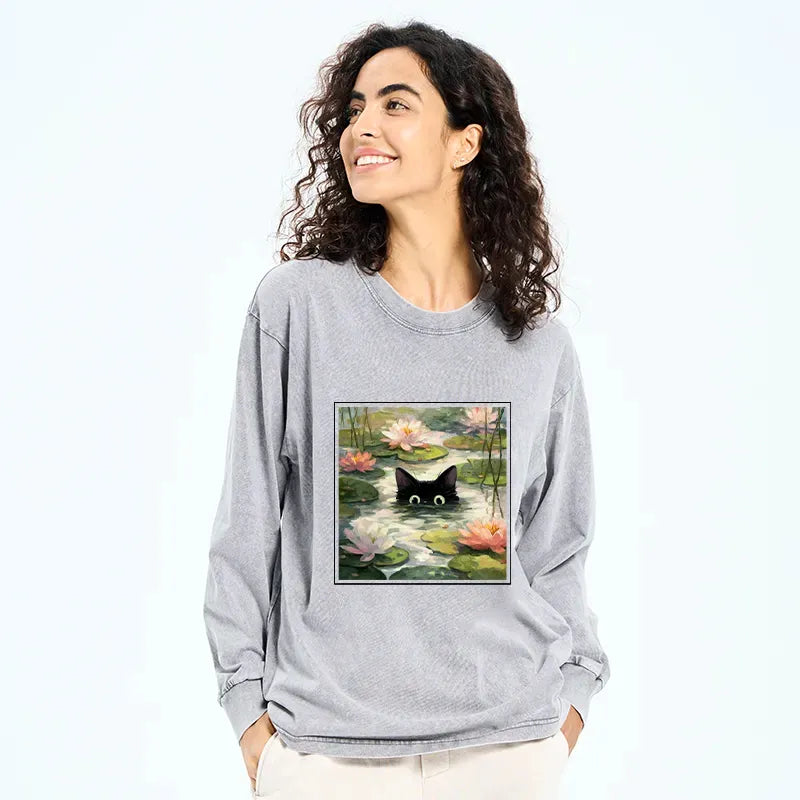 Washed Lotus Flower T-Shirt for Summer