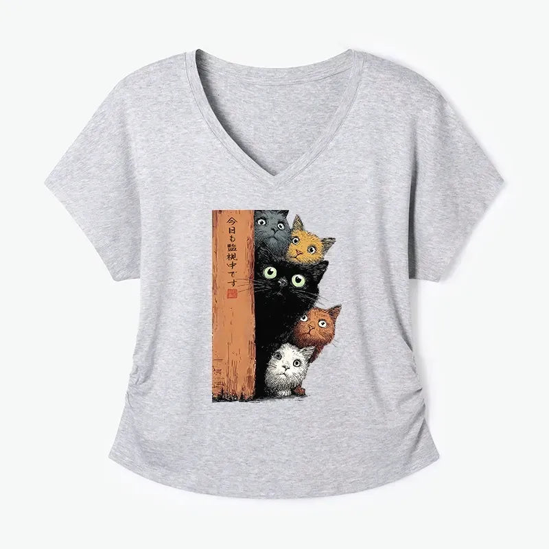 Five Cats Japanese T-Shirt for Women