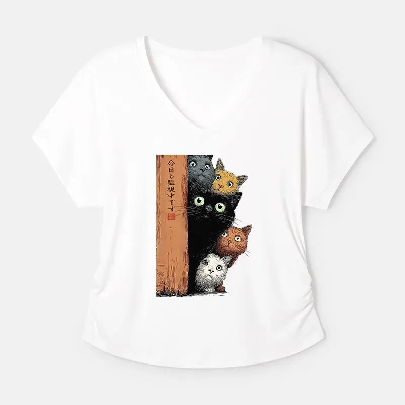 Five Cats Japanese T-Shirt for Women