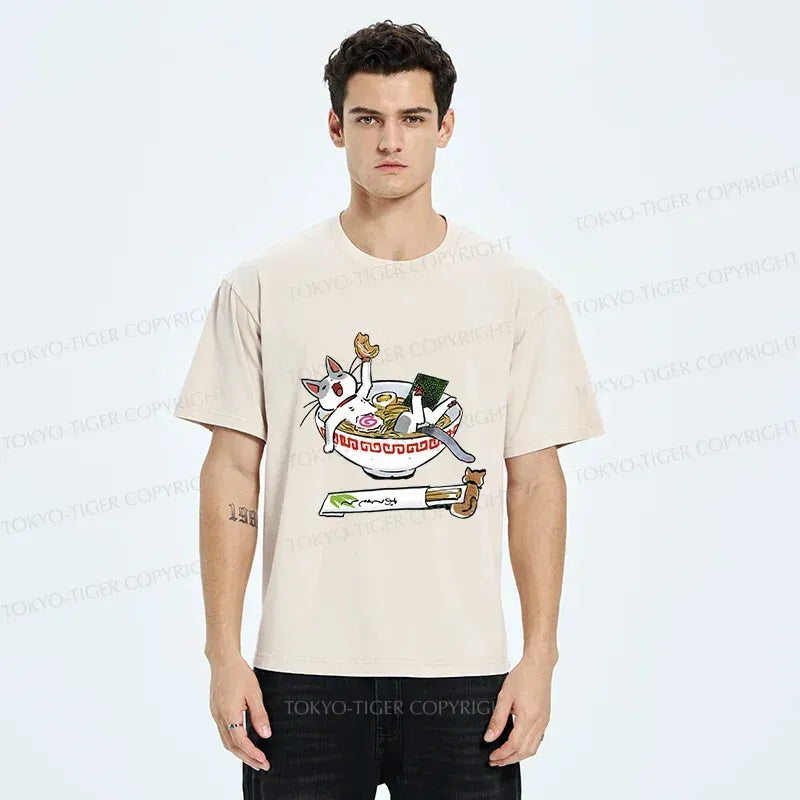 Cute Cat Ramen T-Shirt for Anime Convention