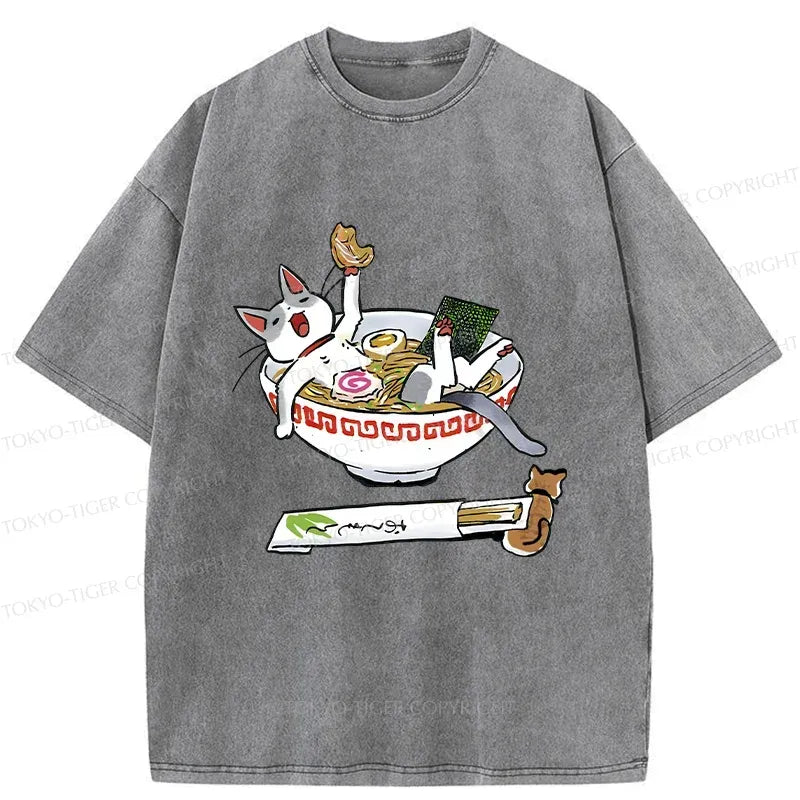 Cute Cat Ramen T-Shirt for Anime Convention