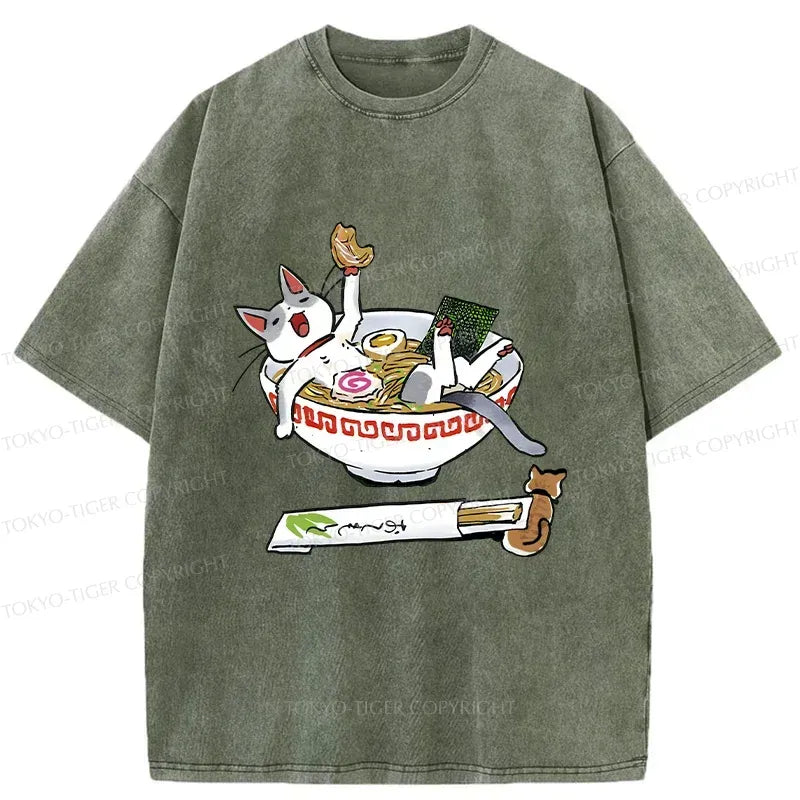 Cute Cat Ramen T-Shirt for Anime Convention