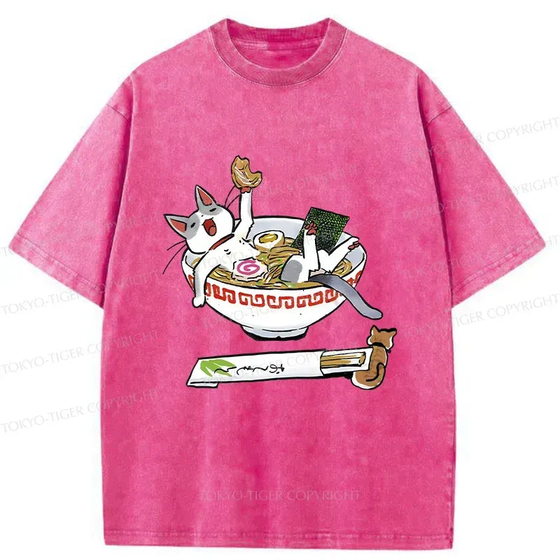 Cute Cat Ramen T-Shirt for Anime Convention