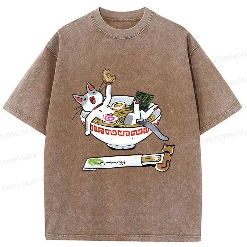 Cute Cat Ramen T-Shirt for Anime Convention