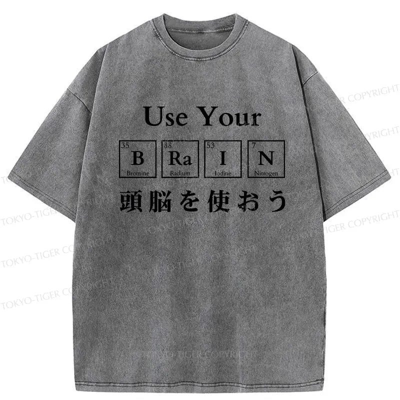 Kyoto-Lion Use Your Brain washed t-shirt