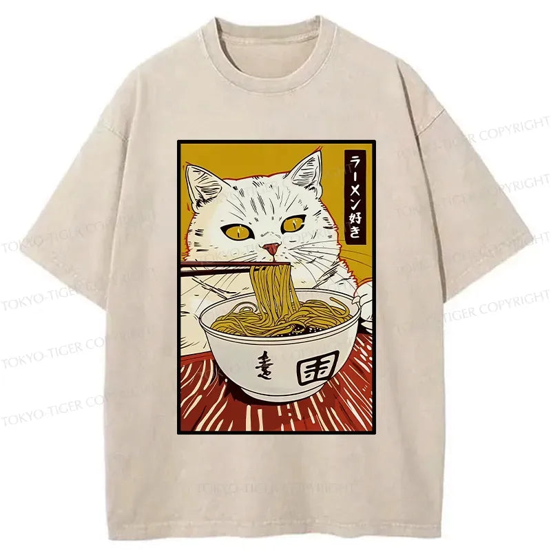 Cute Washed Cat T-Shirt for Summer