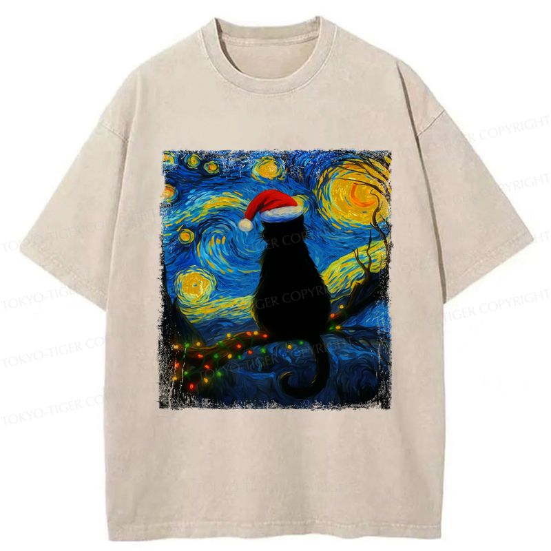 cat christmas under the stars tee