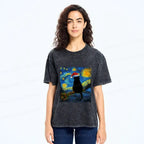 Kyoto-Lion A Cat¡¯s Christmas Under The Stars Washed T-Shirt