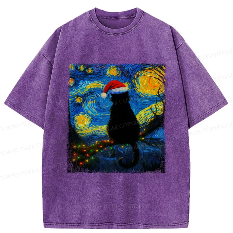 cat christmas under the stars tee