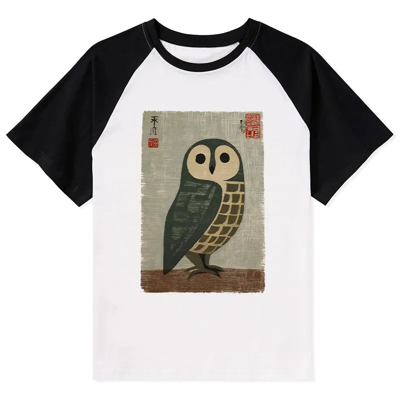 traditional Japanese art owl tee for streetwear