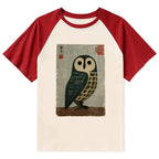 Kyoto-Lion Traditional Owl In Japanese Art Raglan T-shirt