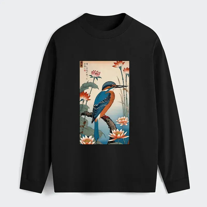 Classic Ukiyo-e Kingfisher Long Sleeve T-Shirt