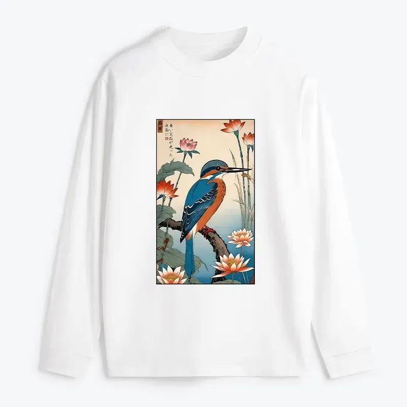 Classic Ukiyo-e Kingfisher Long Sleeve T-Shirt