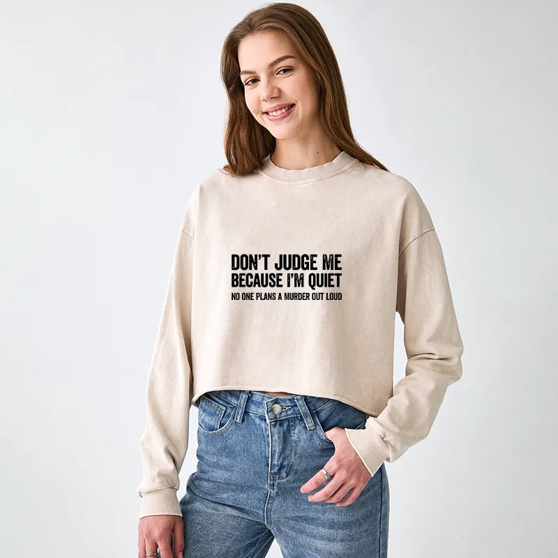 Kyoto-Lion Sarcastic Funny Quote Washed Crop Sweatshirt